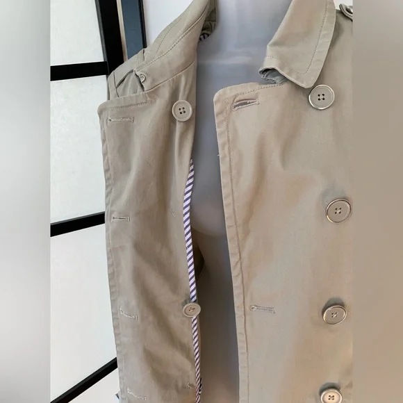 Joan Rivers (QVC) Double Breasted Short Trench Coat ~ Khaki Cotton ~ Size M - Picture 4 of 16